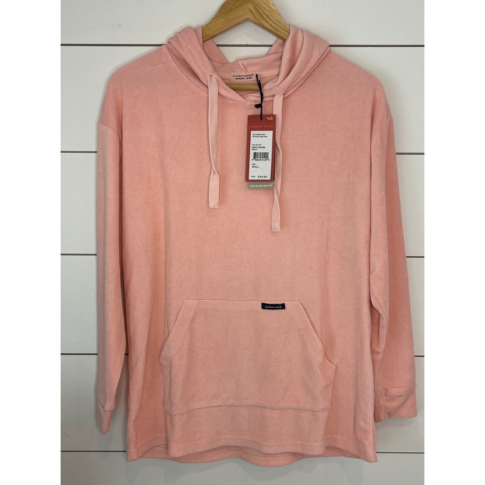NWT Southern Marsh Seawash Cabana Hoodie Camellia Pink Terry Pullover S